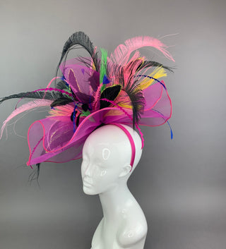 FUCHSIA FANFARE FASCINATOR - The Hat Hive