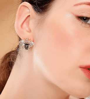 GOLD CRYSTAL BEE EARRINGS - The Hat Hive