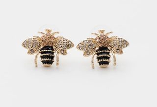 GOLD CRYSTAL BEE EARRINGS - The Hat Hive