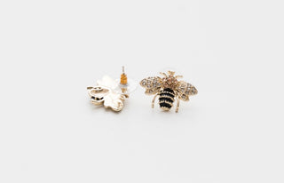 GOLD CRYSTAL BEE EARRINGS - The Hat Hive