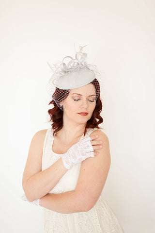 Grey Fascinator - The Hat Hive