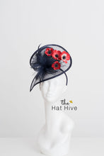 Load image into Gallery viewer, NAVY POPPY FASCINATOR
