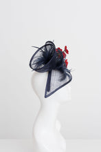 Load image into Gallery viewer, NAVY POPPY FASCINATOR