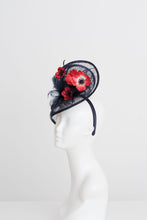 Load image into Gallery viewer, NAVY POPPY FASCINATOR