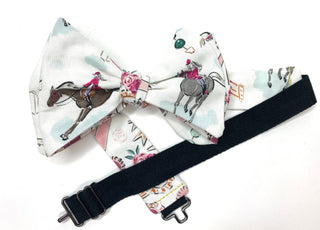 Horse Jockey Derby Theme Mens Reversible Bow Tie - The Hat Hive