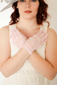 Women's Pink Lace Gloves