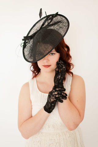large Black Fascinator, Black Derby Hat, Womens Tea Party Hat, Church Hat, Derby Hat, Fancy Hat, Royal Hat, Tea Party Hat, wedding hat