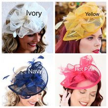 Load image into Gallery viewer, The Kenni Merlot Maroon Fascinator, Women&#39;s Tea Party Hat, Church Hat, Derby Hat, Fancy Hat, maroon  Hat, Tea Party Hat, wedding hat