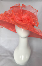 Load image into Gallery viewer, Coral Kentucky Derby Hat, Church hat, Tea Party Hat, Pink Hat, Formal Hat, Fashion Hat, Church Hat, Derby Hat