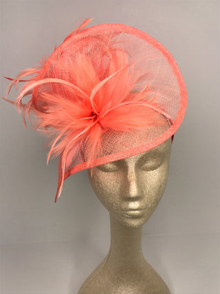 The Taylor Coral Fascinator, Tea Party Hat, Church Hat, Kentucky Derby Hat, Fancy Hat, Pink Hat, Wedding Hat, British Hat, Coral Hat