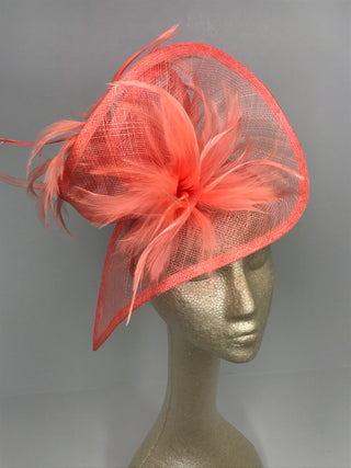 The Taylor Coral Fascinator, Tea Party Hat, Church Hat, Kentucky Derby Hat, Fancy Hat, Pink Hat, Wedding Hat, British Hat, Coral Hat