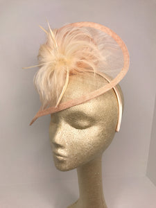 Pastel Pink Fascinator, peach kentucky derby hat, British Hat, Womens Tea Party Hat, Church Hat, Derby Hat, Fancy Hat, Pink Hat