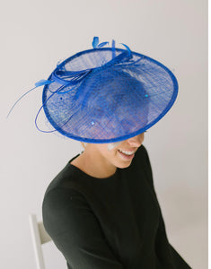 Royal Blue Fascinator Derby Hat on Headband, several colors avail, Church Hat, Derby Hat, Fancy Hat, Royal Hat, Tea Party Hat, wedding hat