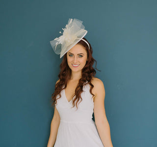 Light ivory Fascinator, The Celeste, Women&#39;s Tea Party Hat, Church Hat, Derby Hat, Fancy Hat, wedding hat, British Hat