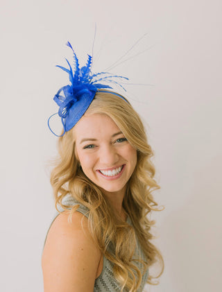 Royal Blue Fascinator, Tea Party Hat, Church Hat, Kentucky Derby Hat, British Hat, Wedding hat, Blue Fascinator, womens hat, Royal Hat