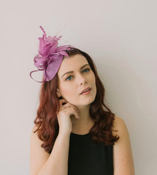 The Haleigh Lavender Purple Fascinator, Women&#39;s Tea Party Hat, Church Hat, Derby Hat, Fancy Hat, Purple Hat, Cocktail Hat, British Hat