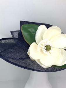 Navy Blue Magnolia Derby Hat