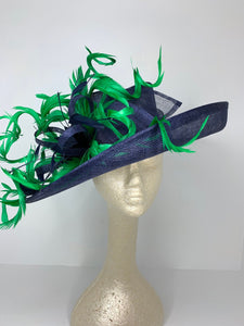Navy and kelly green Kentucky Derby Hat