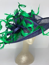 Load image into Gallery viewer, Navy and kelly green Kentucky Derby Hat