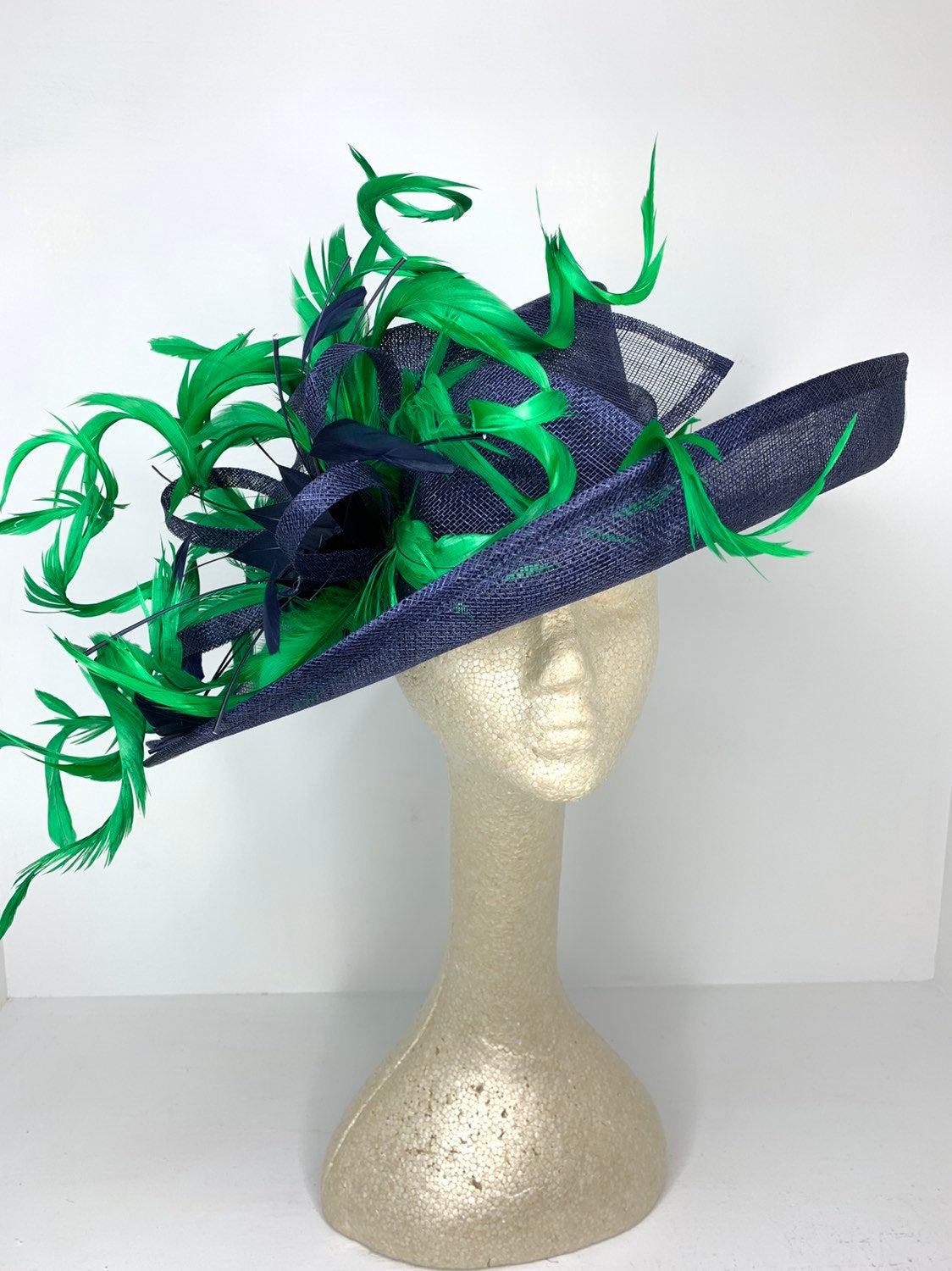 Navy and kelly green Kentucky Derby Hat