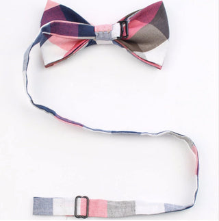 Blue and White Plaid Bow Tie