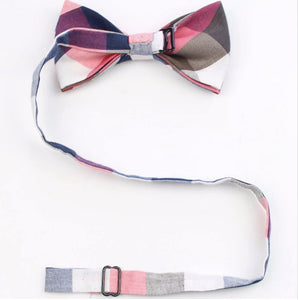 Merlot Pink and White Rose Bow Tie