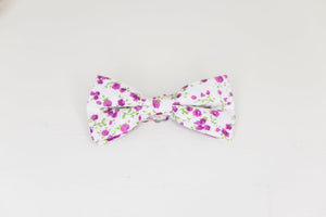 White and Purple Floral Bow Tie