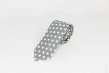 Load image into Gallery viewer, Gray Pink Polka Dot Tie