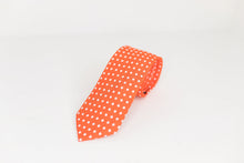 Load image into Gallery viewer, Orange and White Polka Dot Neck Tie