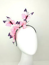 Load image into Gallery viewer, Light Pink Butterfly Fascinator, butterfly hat, Tea Party Hat, Church Hat, Derby Hat, Fancy Hat, Pink Hat, Tea Party Hat, wedding hat