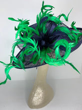 Load image into Gallery viewer, Navy and kelly green Kentucky Derby Hat