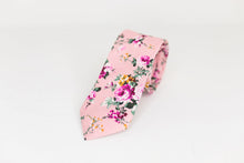 Load image into Gallery viewer, Pastel Pink and Fuchsia Floral Neck Tie