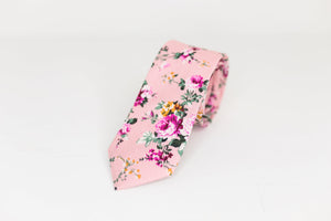 Pastel Pink and Fuchsia Floral Neck Tie