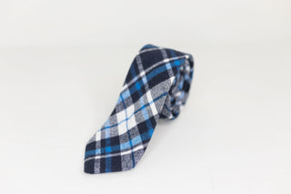 Navy and light blue plaid  Neck Tie