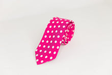 Load image into Gallery viewer, Fuchsia Pink Polka Dot Tie