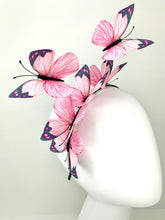 Load image into Gallery viewer, Light Pink Butterfly Fascinator, butterfly hat, Tea Party Hat, Church Hat, Derby Hat, Fancy Hat, Pink Hat, Tea Party Hat, wedding hat