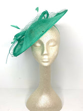 Load image into Gallery viewer, Jade Green Fascinator Hatinator Derby Hat, Womens Tea Party Hat, Church Hat, Derby Hat, Fancy Hat, Royal Hat, Tea Party Hat, weddin