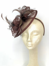Load image into Gallery viewer, The Kenni Fascinator, Mocha Brown Fascinator, Womens Tea Party Hat, Church Hat, Derby Hat, Fancy Hat, British Hat, Royal Hat