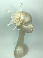 Load image into Gallery viewer, IvoryFascinator, Tea Party Hat, Bridal wedding hat, Derby Hat, Formal Hair Piece, Woman&#39;s Hair Clip, British Fancy Hat,