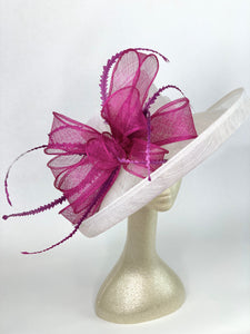 White and Magenta Derby Hat