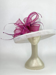 White and Magenta Derby Hat