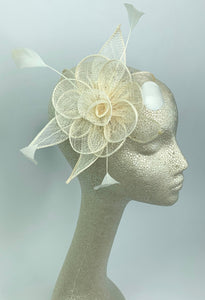 IvoryFascinator, Tea Party Hat, Bridal wedding hat, Derby Hat, Formal Hair Piece, Woman&#39;s Hair Clip, British Fancy Hat,