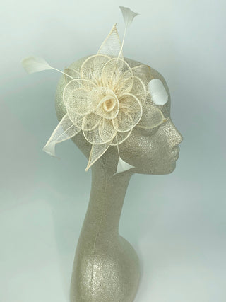 IvoryFascinator, Tea Party Hat, Bridal wedding hat, Derby Hat, Formal Hair Piece, Woman&#39;s Hair Clip, British Fancy Hat,