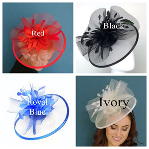 Navy Blue Fascinator on headband, Available in several colors, Style: &quot;The Celeste, Tea Party Hat, Kentucky Derby Hat, wedding hat,