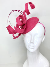 Load image into Gallery viewer, Raspberry Pink Fascinator, Womens Tea Party Hat, Church Hat, Kentucky Derby Hat, Fancy Hat, Pink Hat, Tea Party Hat,wedding hat