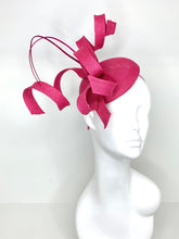 Load image into Gallery viewer, Raspberry Pink Fascinator, Womens Tea Party Hat, Church Hat, Kentucky Derby Hat, Fancy Hat, Pink Hat, Tea Party Hat,wedding hat