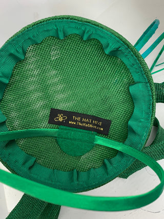 Emerald Green Fascinator with clip and headband option, Kentucky Derby Hay, Women's Hat, Tea Party Hat, Church Hat, Fancy Hat, Green Hat,