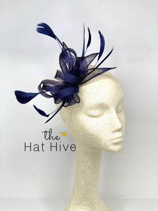 Navy Blue Fascinator, Kentucky Derby Hat, Tea Party Hat, Church Hat, Derby Hat, Fancy Hat, Navy Blue Hat, Tea Party Hat, wedding hat