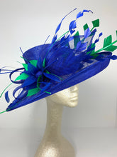 Load image into Gallery viewer, Royal Blue and Green Kentucky Derby Hat, Church hat, Tea Party Hat, Blue Hat, Formal Hat, Fashion Hat, Church Hat, Derby Hat