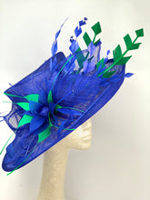 Load image into Gallery viewer, Royal Blue and Green Kentucky Derby Hat, Church hat, Tea Party Hat, Blue Hat, Formal Hat, Fashion Hat, Church Hat, Derby Hat